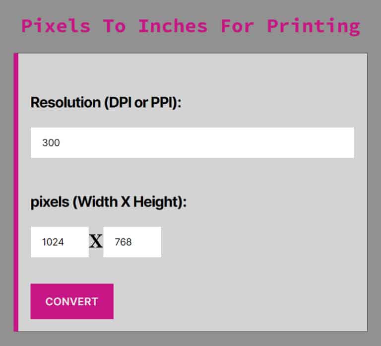 digital photo print size inches software