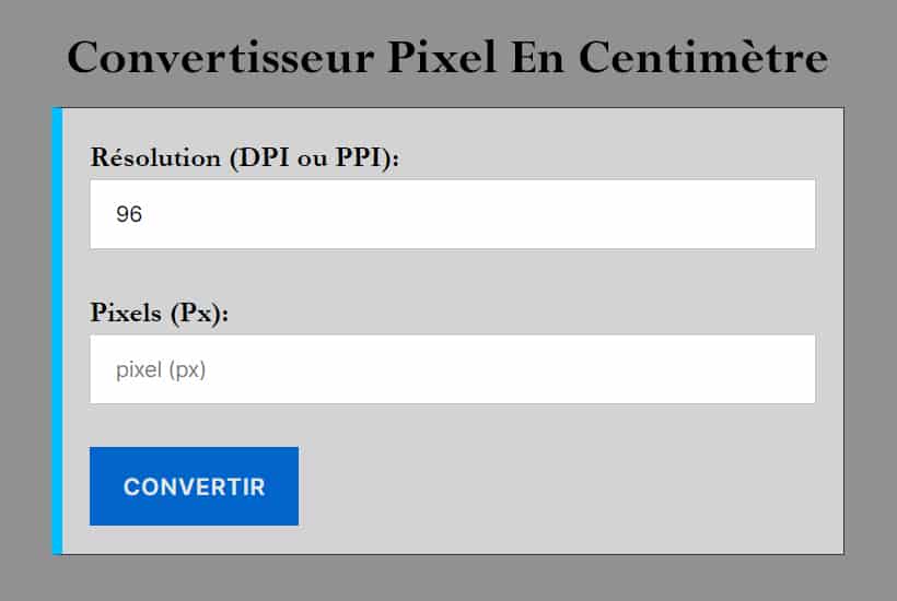 Convertisseur Pixel En Centim tre