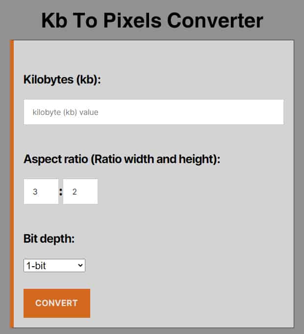 Kb To Pixels Converter