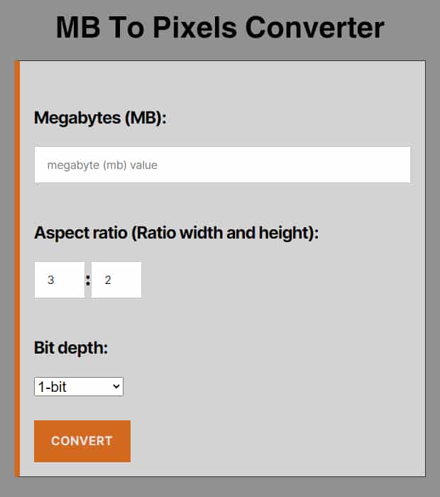 MB To Pixels Converter